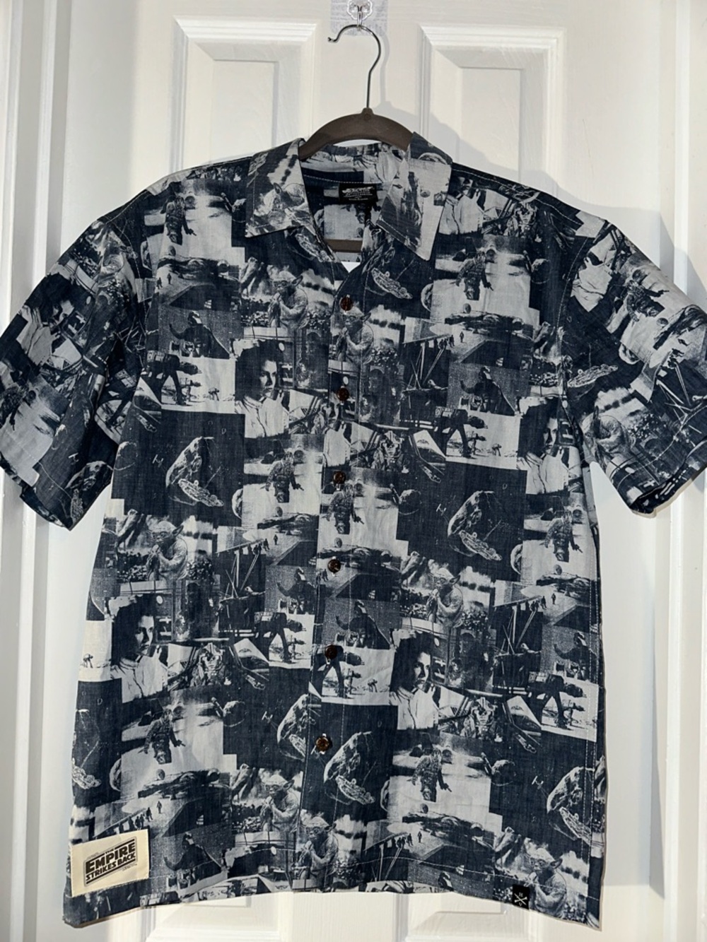 Star Wars Monochrome Collage Short-Sleeve Button-Up Shirt